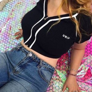 Unif Frolic Crop Top⚘ Black and White